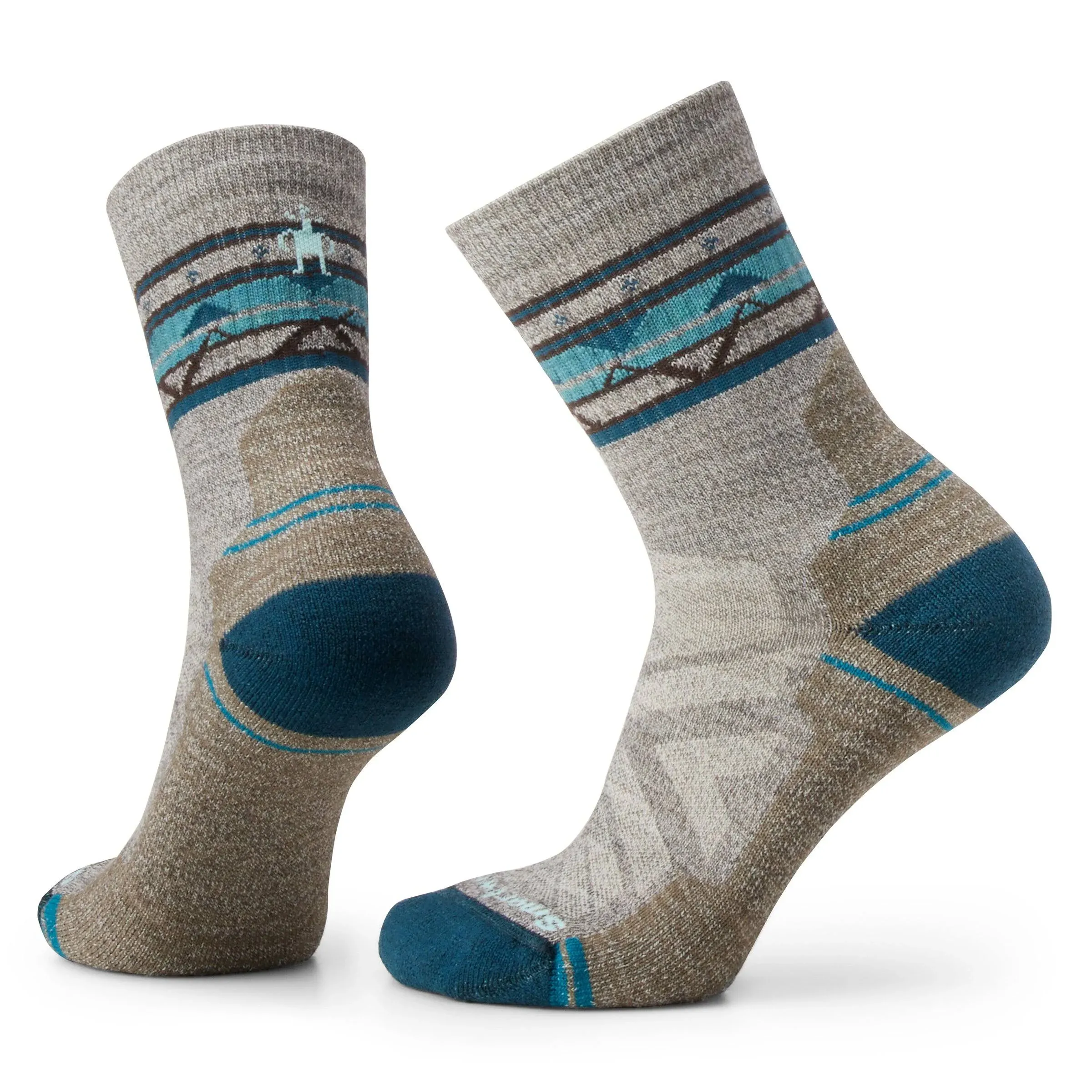 Smartwool - Hike Light Cushion Zig Zag Valley Mid Crew Socks (Women's) SW001580 L / TAUPE-NATURAL MARL