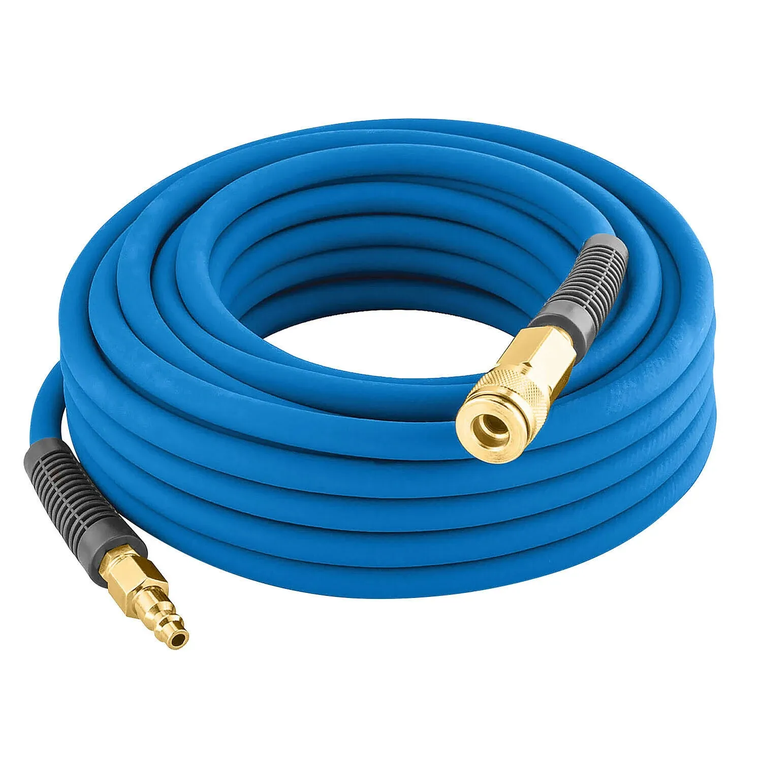 Estwing E3850PVCR 3/8" x 50' PVC/Rubber Hybrid Air Hose with 1/4" Brass Fittings , Blue