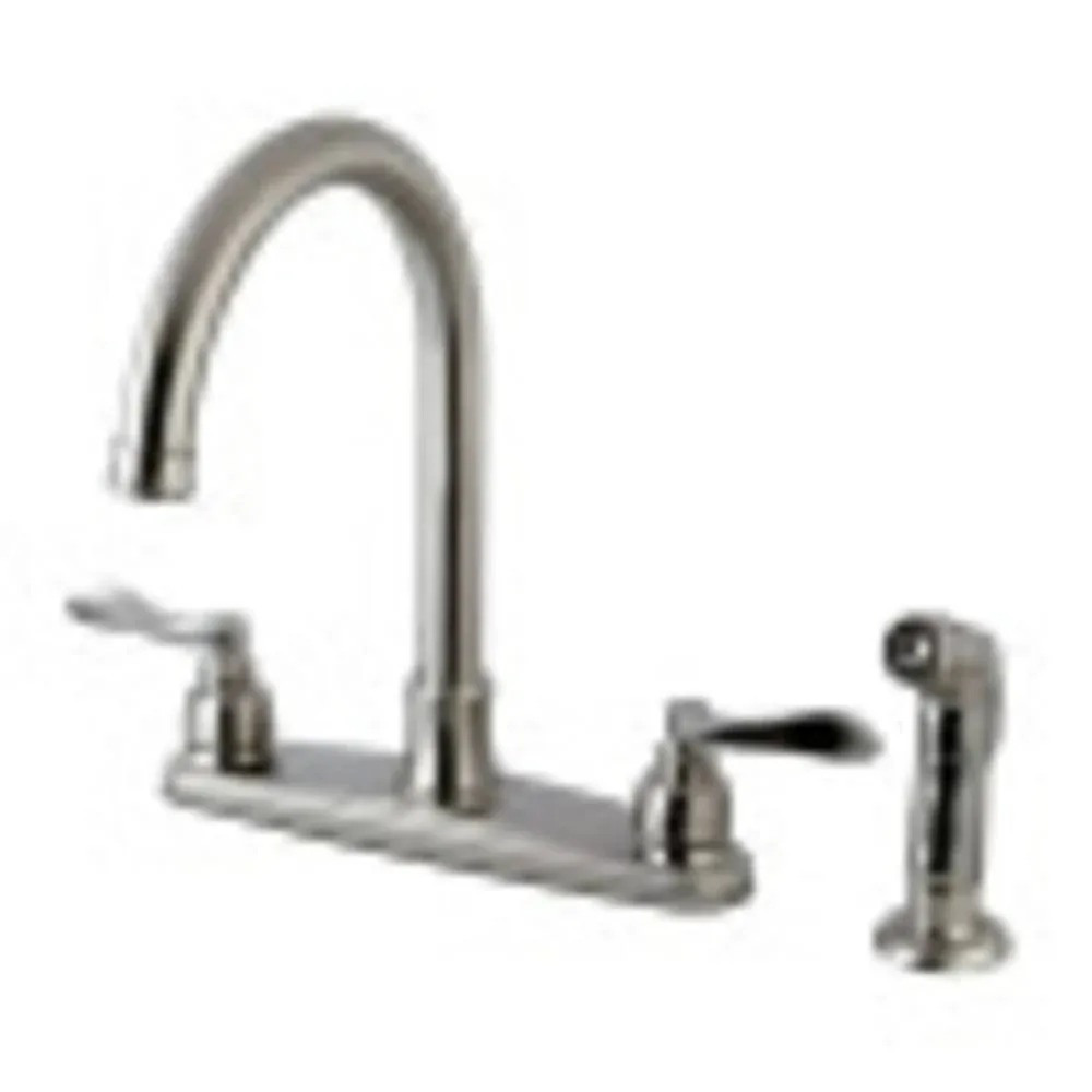 Kingston Brass FB7798NFLSP NuWave French 8-Inch Centerset Kitchen Faucet with Sprayer, Brushed Nickel - Kingston Brass FB7798NFLSP