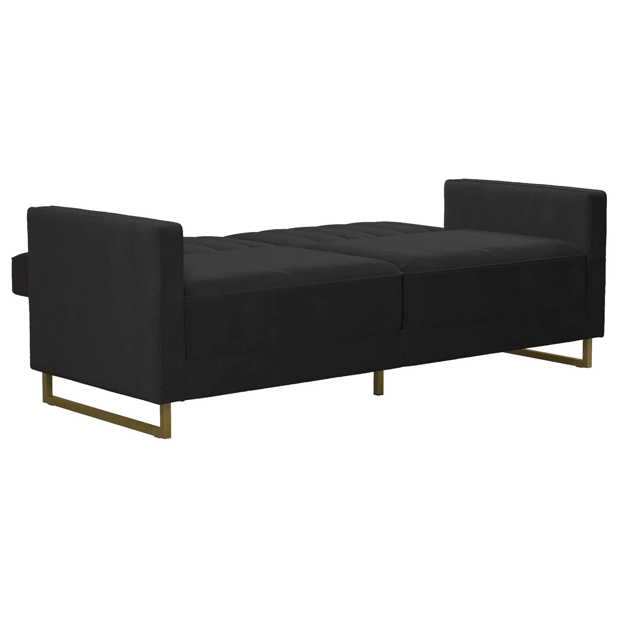 Novogratz Skylar Coil Futon, Modern Sofa Bed and Couch, Black Velvet