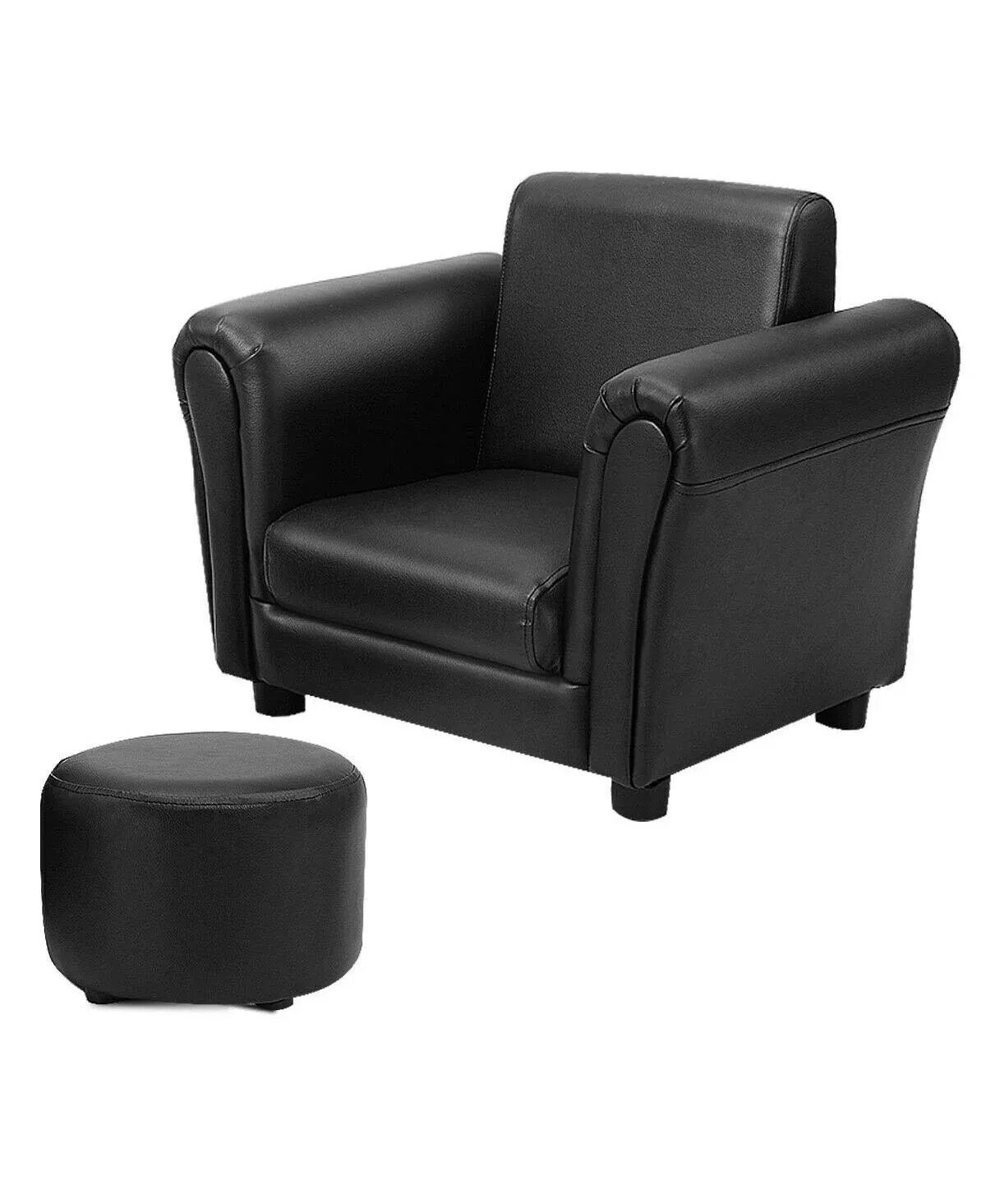 Costway Black Kids Sofa Armrest Chair Couch Children Toddler w/ Ottoman