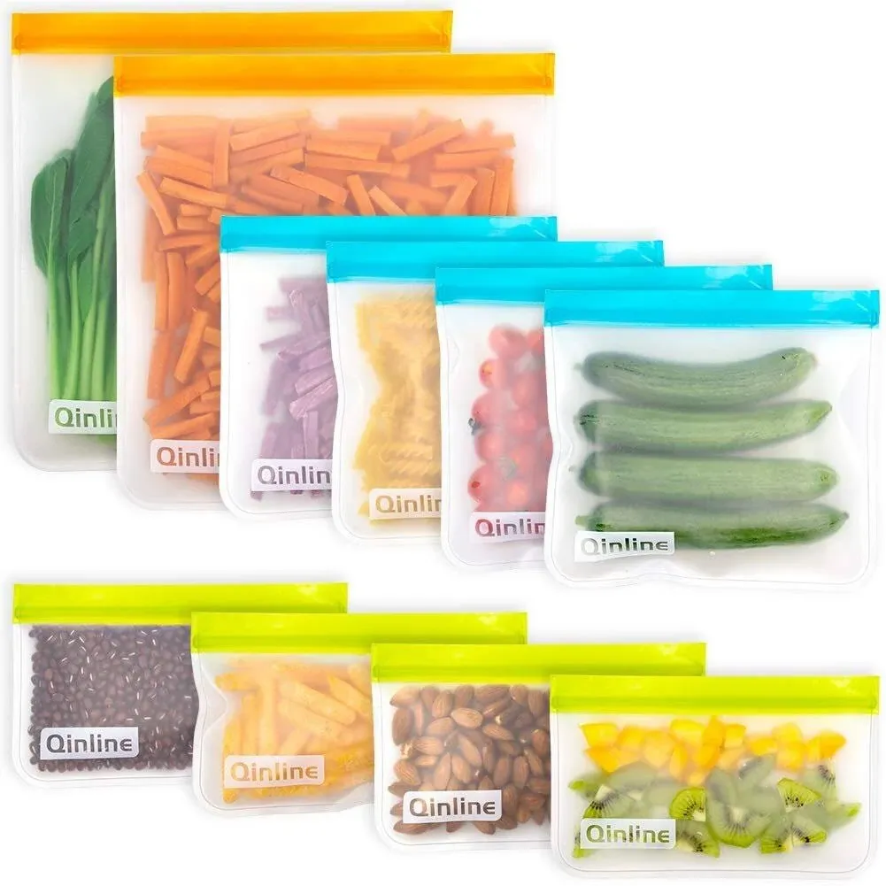 Reusable BPA FREE Flat Freezer Food Storage Bags 10 Pck Tear resistant Durable