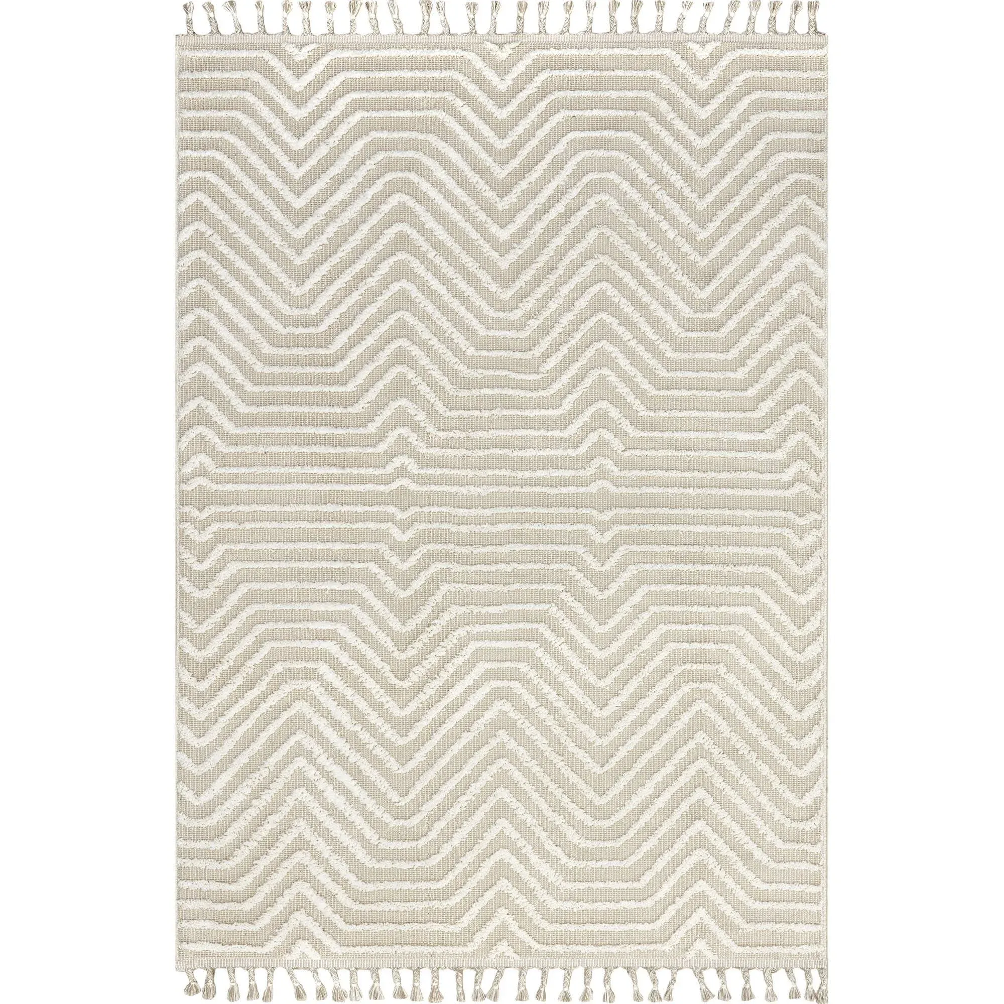 nuLOOM Briallyn Modern Waves Tassel Area Rug, 4x6, Beige