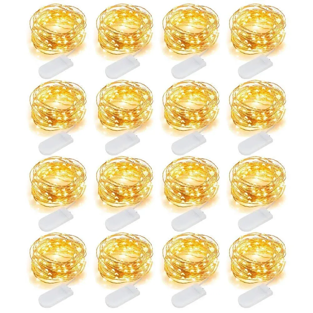 MUMUXI Battery Operated LED Fairy Lights, 16 Pack, 10ft Warm White, Waterproo...