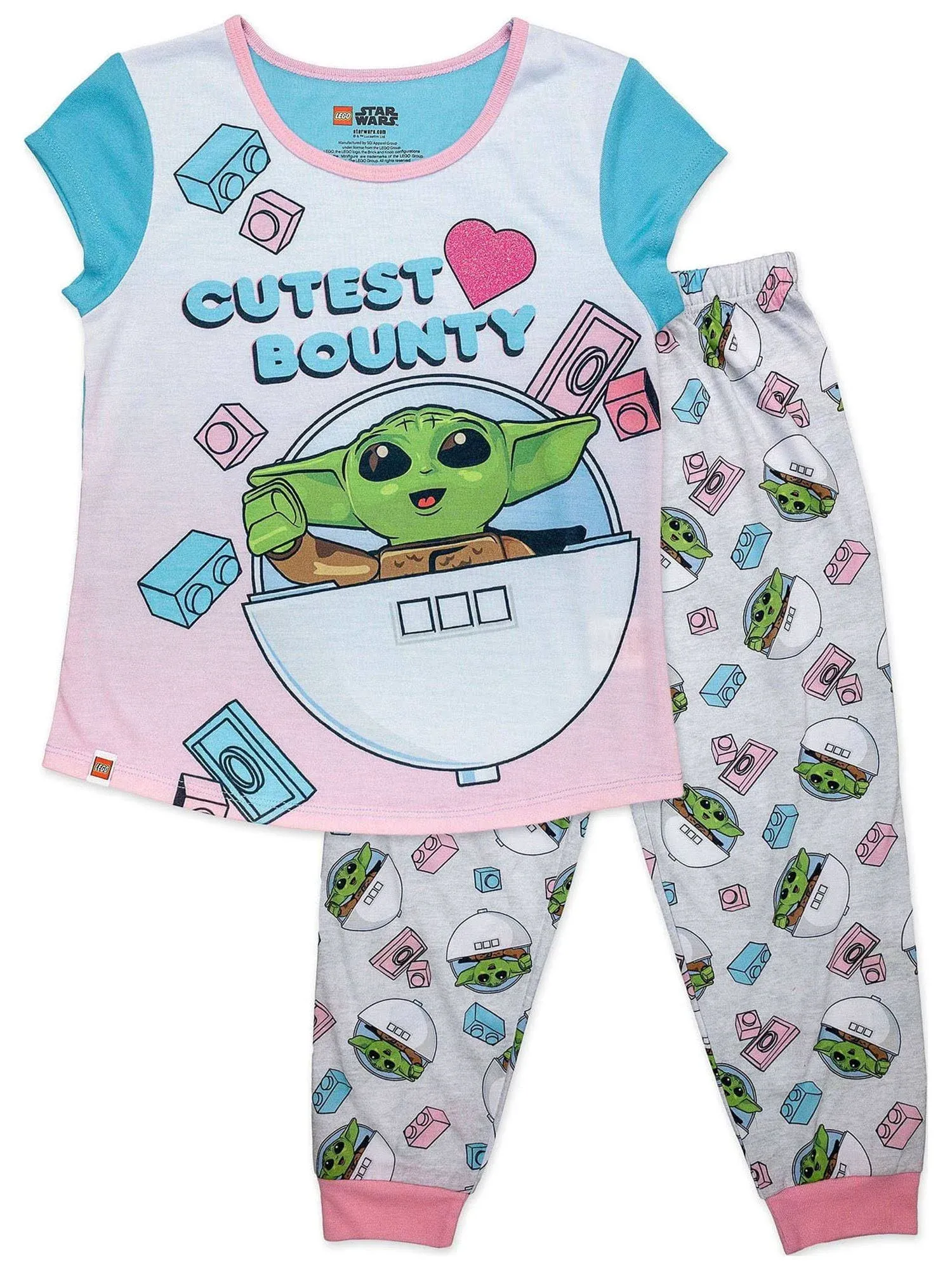 ?Star Wars Pajamas Baby Yoda LEGO Ñ Mandalorian T Shirt Pants Girls Pink 6/6X