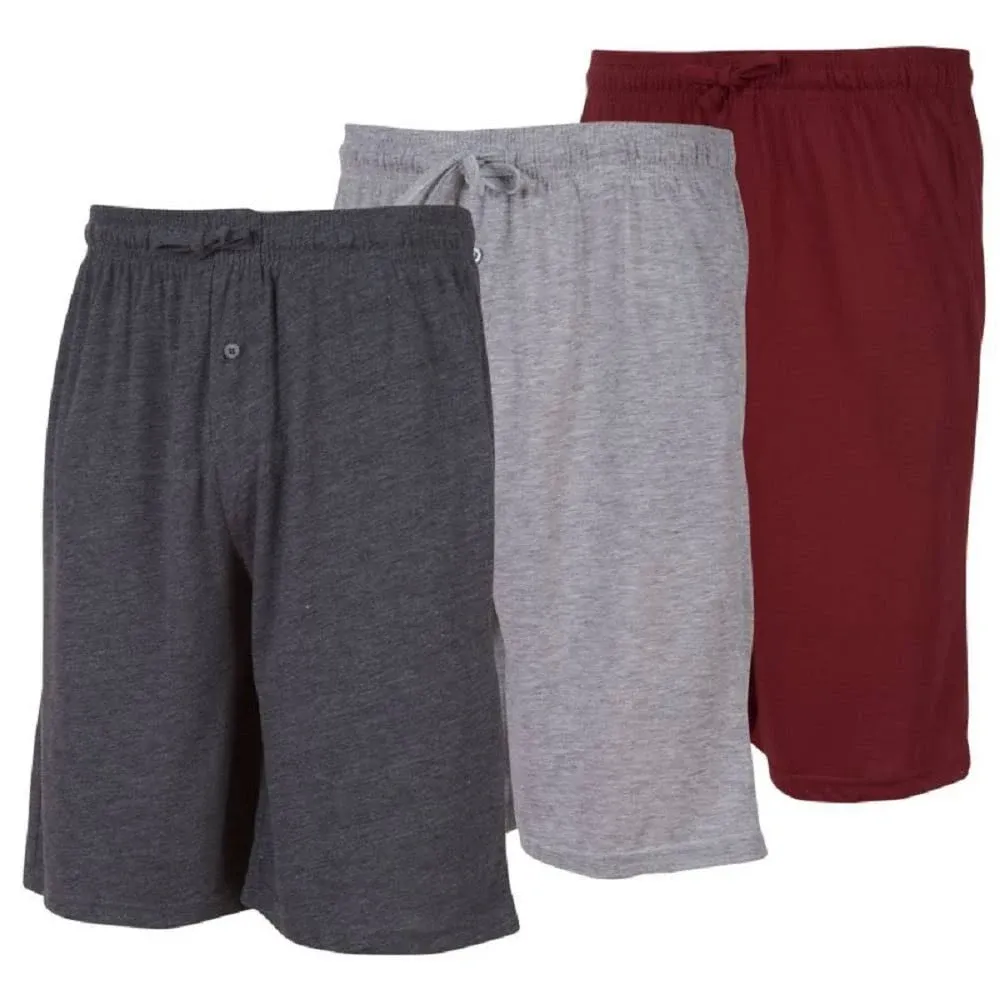 DARESAY Men's Soft Cotton Jersey Knit Shorts with Pockets for Workout or Lounge 3 Pack