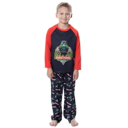 Monster Jam Boys' Grave Digger Raglan Pajama Set