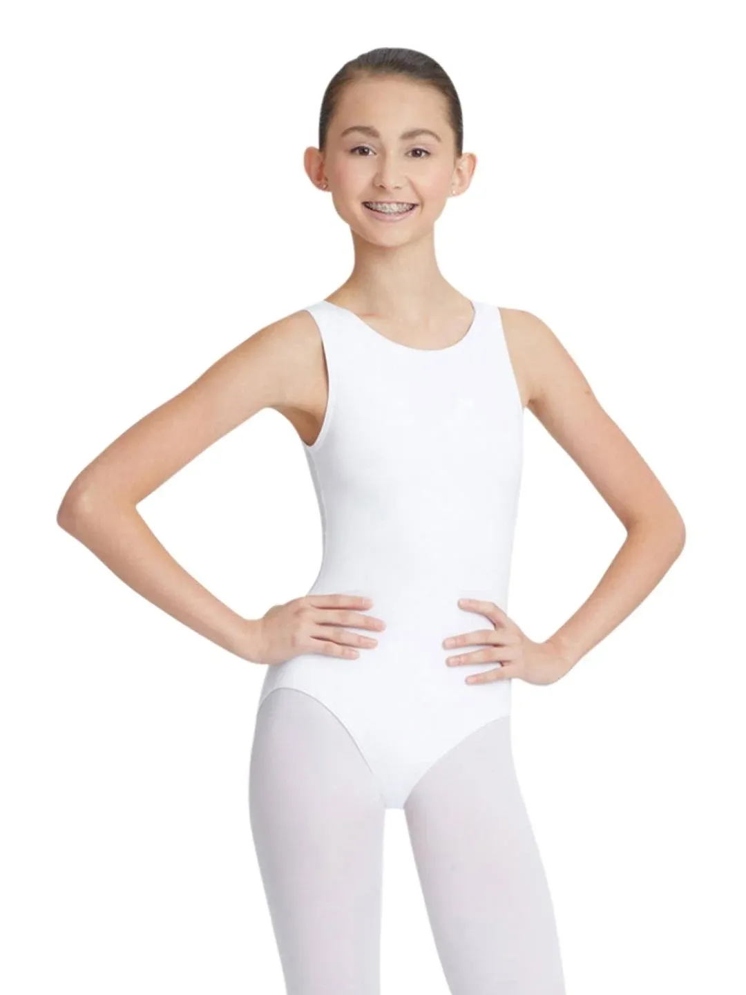 Capezio Women's High-Neck Tank Leotard in White | Size: Medium