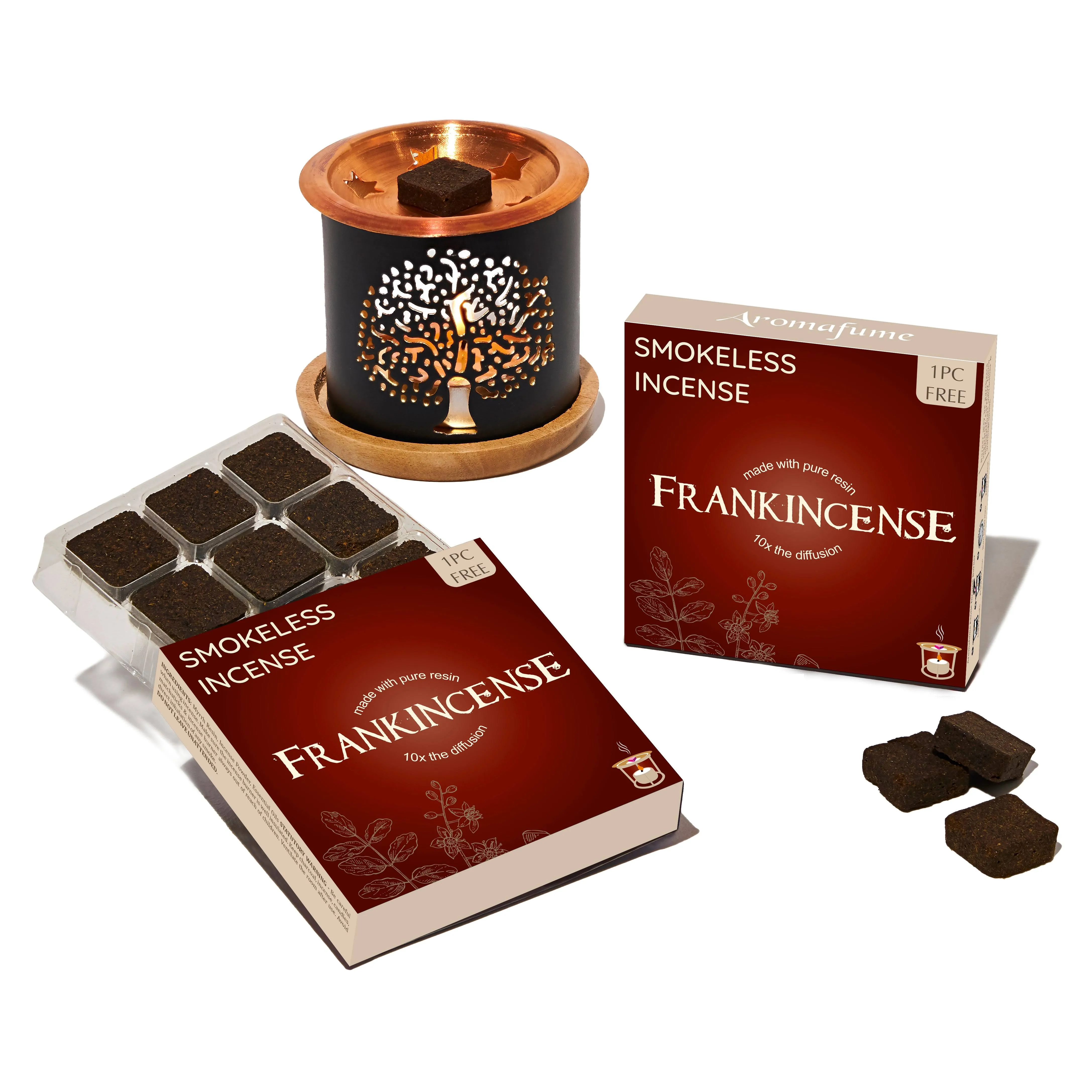 Frankincense Incense Bricks & Tree of Life Exotic Burner by Aromafume | 2 Trays x ...