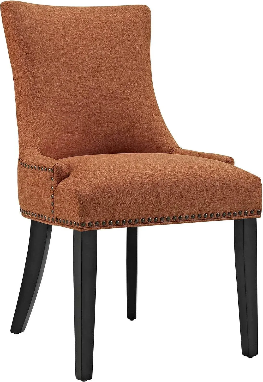 Modway Marquis Modern Upholstered Fabric Dining Chair with Nailhead Trim in Orange