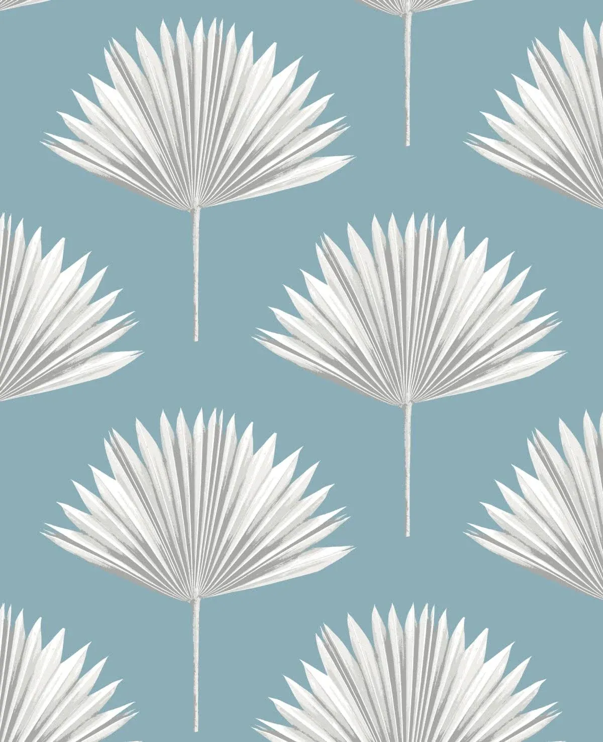 Sample Tropical Fan Palm Peel-and-Stick Wallpaper in Blue Patina