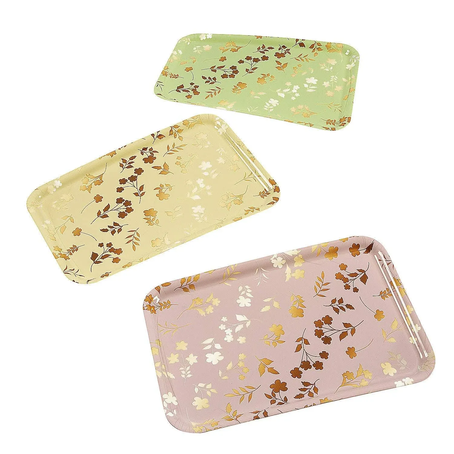 Floral Printed Serving Tray, Birthday, Party Supplies, 3 Pieces