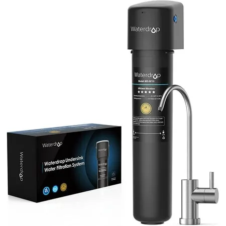 Waterdrop 15UB Under Sink Water Filter System, Reduces PFAS, PFOA/PFOS, Lead, Chlorine, Odor, Under Counter Water Filter with Dedicated Brushed Nickel Faucet, NSF/ANSI 42 Certified, 16K Gallons