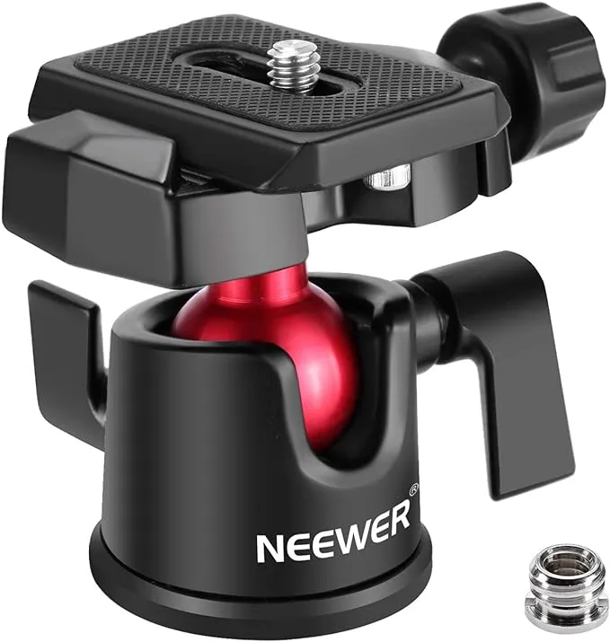 NEEWER Mini Kugelkopf 360° Drehbar, Panorama Kugelkopf mit 1/4" Arca Typ Schnellwechselplatte und Wasserwaage Stativkopf für DSLR Kamera Camcorder Stativ Einbeinstativ, Max Last: 11lb/5kg