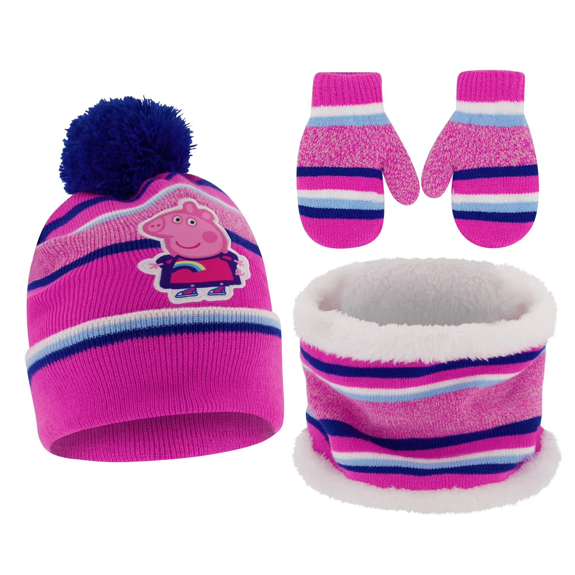 eOne Winter Hat, Kids Gloves Or Toddlers Mittens, Peppa Pig Baby Beanie for Girl's Ages 2-4