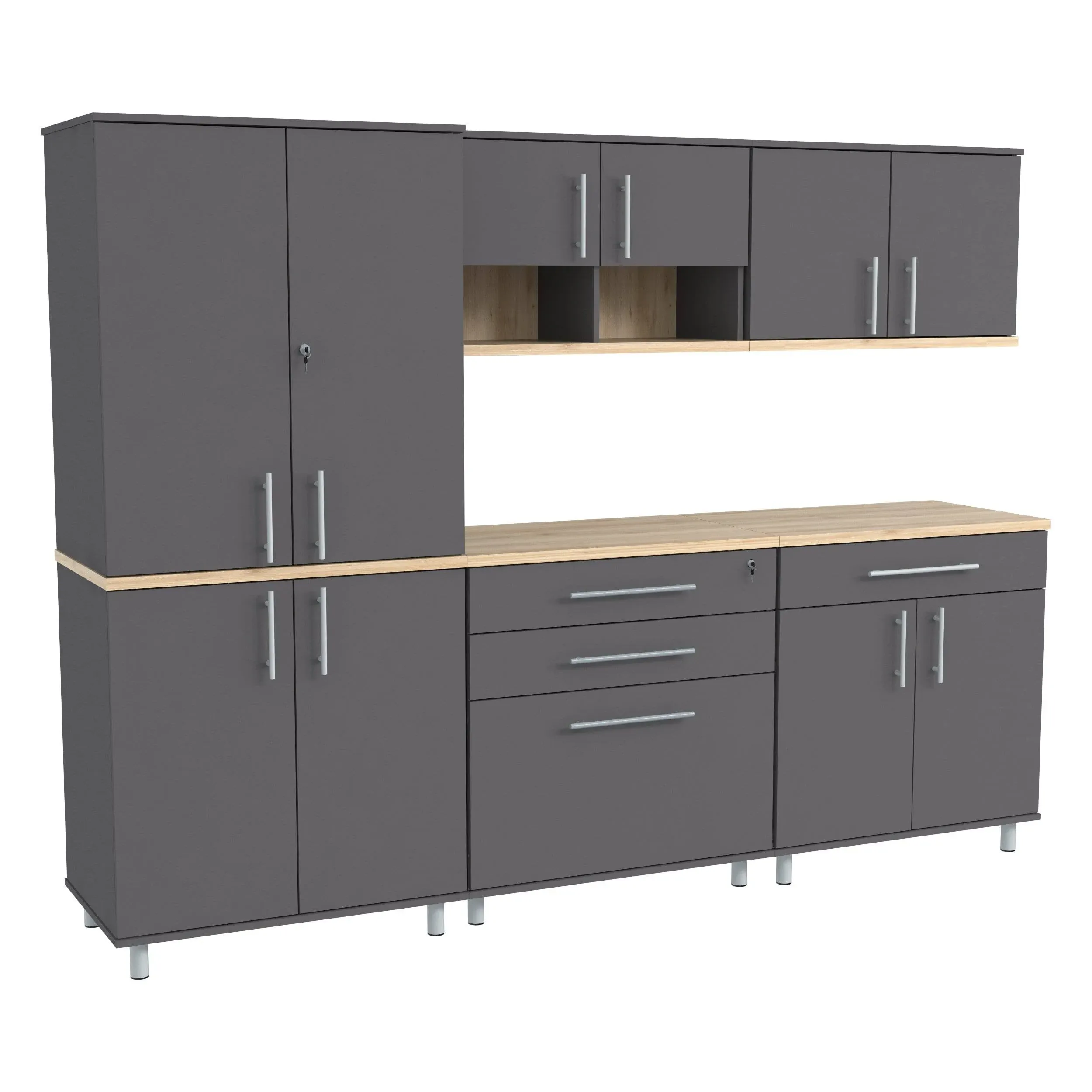 Inval Kratos 5 Piece Engineered Wood Garage Storage System in Dark Gray