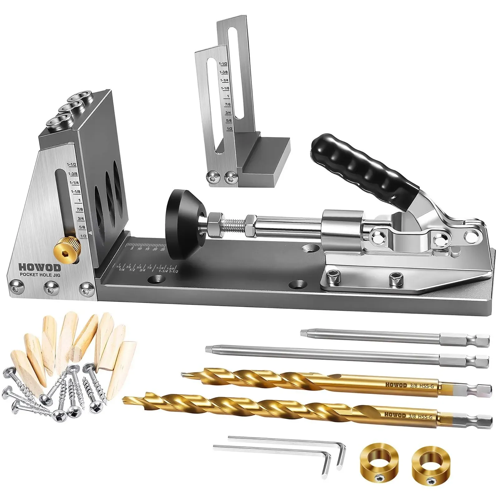 Pocket Hole Jig Kit, Professional and Upgraded All-Metal Pocket Screw Jig wit...