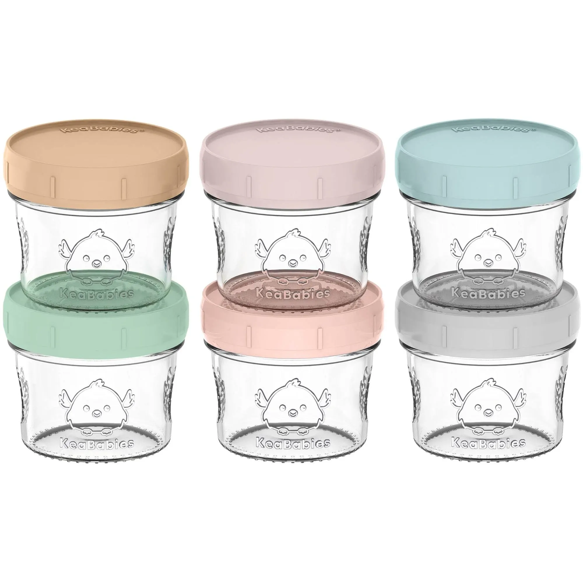 KeaBabies 6-Pack Prep Jars Food Glass Containers in Musk Dusk