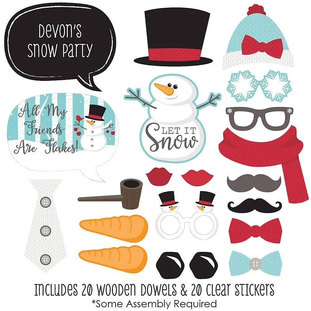 Big Dot of Happiness Let It Snow Snowman Holiday Photo Booth Props Kit