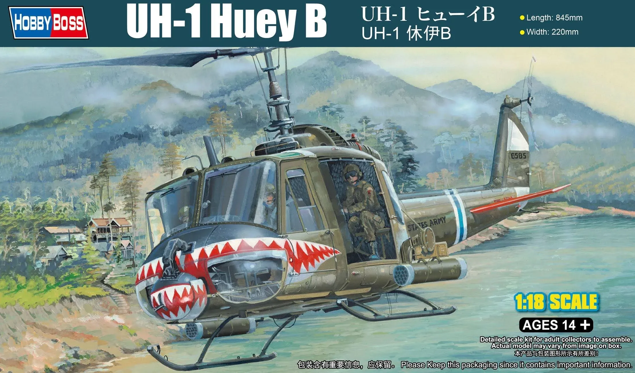 Hobby Boss UH-1 Huey B 1/18 Scale Model Kit