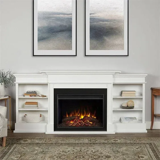 Real Flame Ashton Grand Modern Wood Electric Fireplace TV Stand in White - Transitional - Indoor Fireplaces - by Homesquare | Houzz