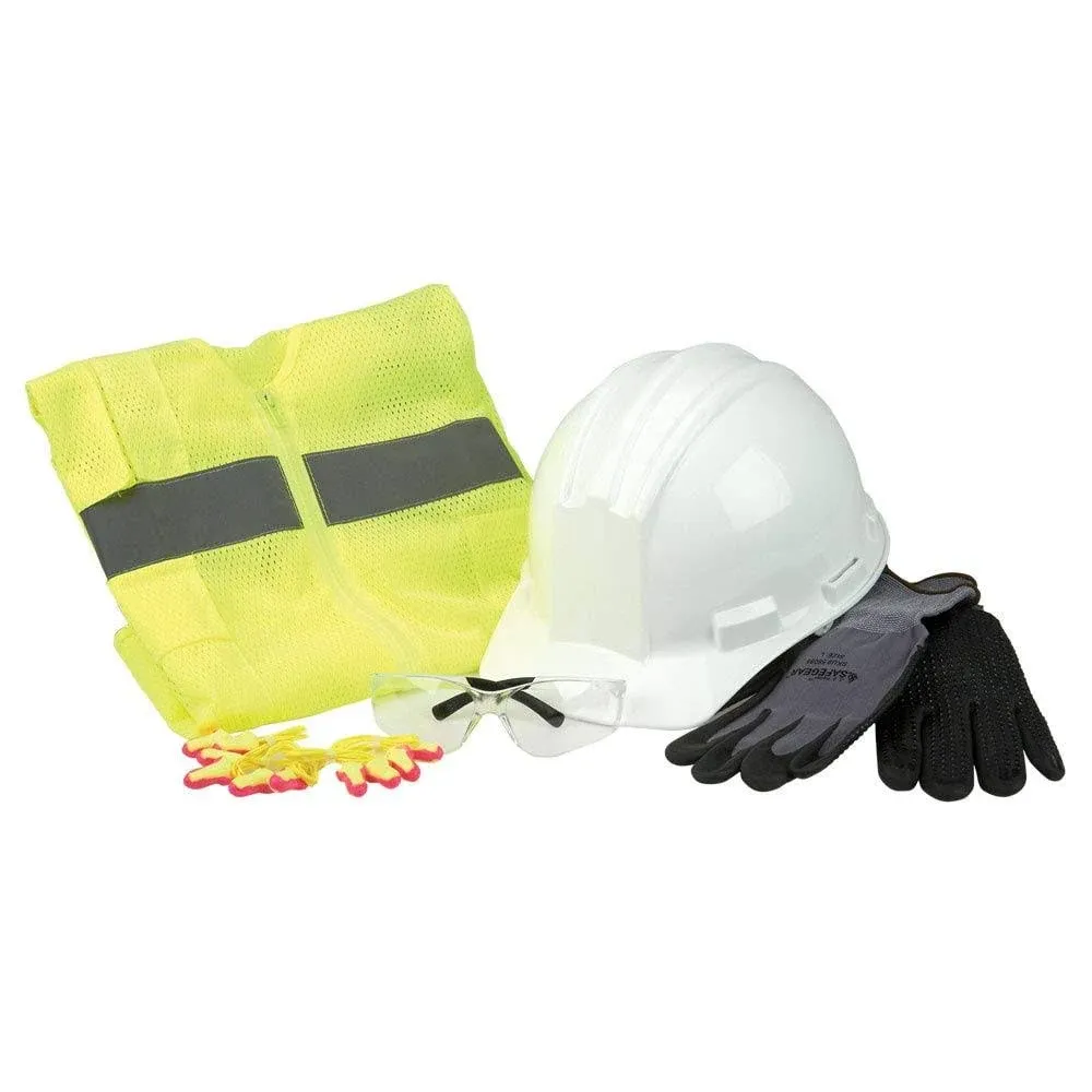 J. J. Keller & Associates, Inc. L/XL Personal Protective Equipment (PPE) Safety Kit - Includes Safety Glasses, Earplugs, Hard Hat, Nitrile Safety Gloves & Safety Vest - J. J. Keller & Associates