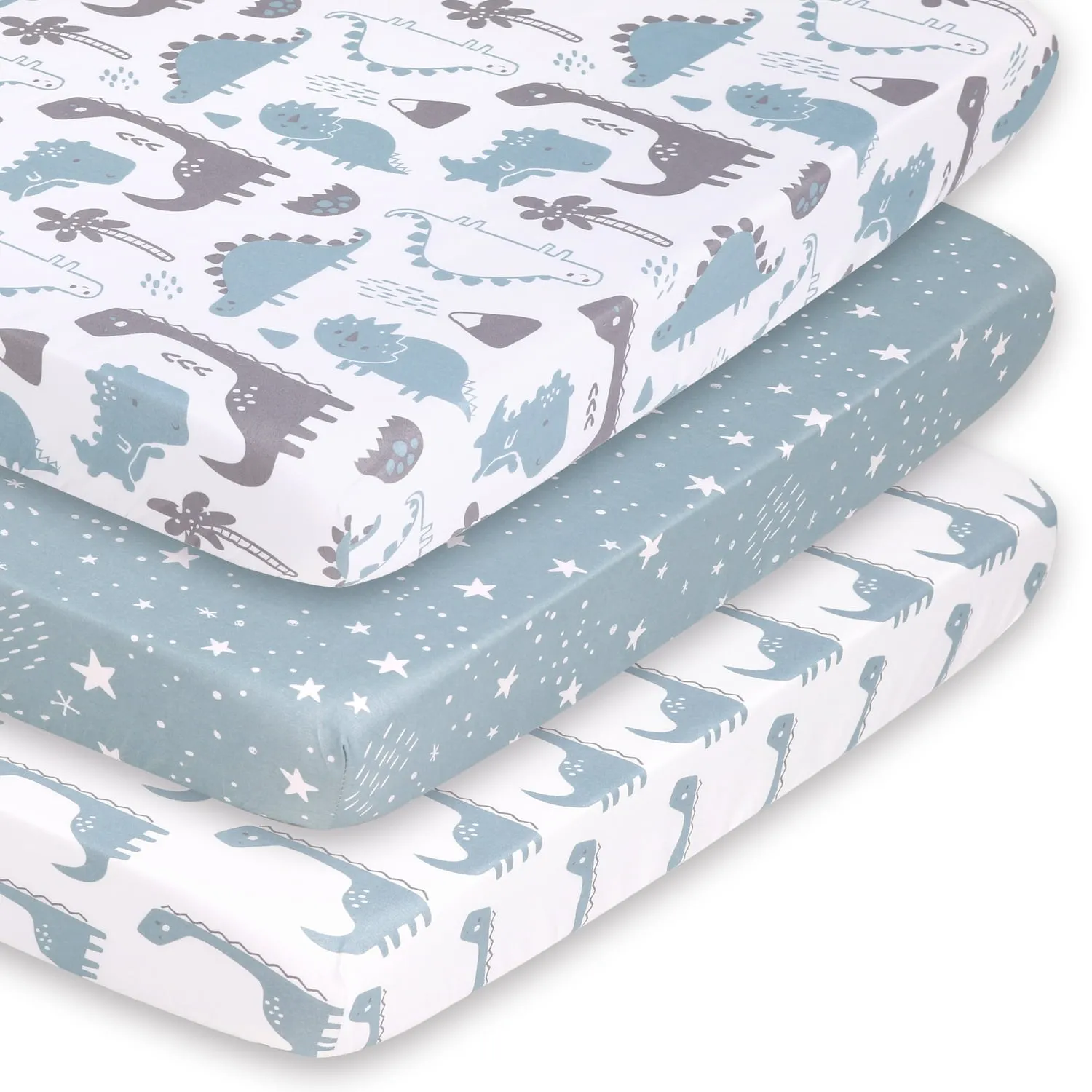 The Peanutshell Playard Sheets - Blue Dino Mini Crib Sheet