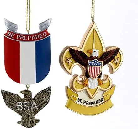 Kurt Adler BS2146 Boy Scouts Of America Eagle Badge And Fleur De Lis Ornament (Set Of 2)