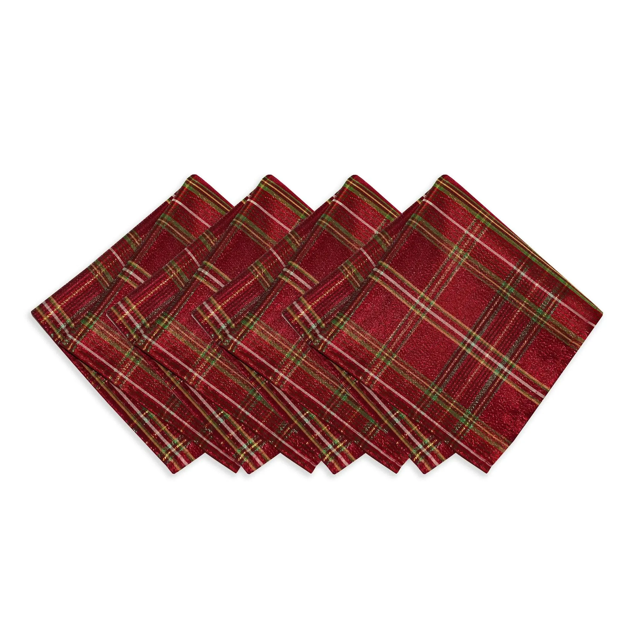 Elrene Shimmering Plaid Napkins - Set of 4 Red/Green