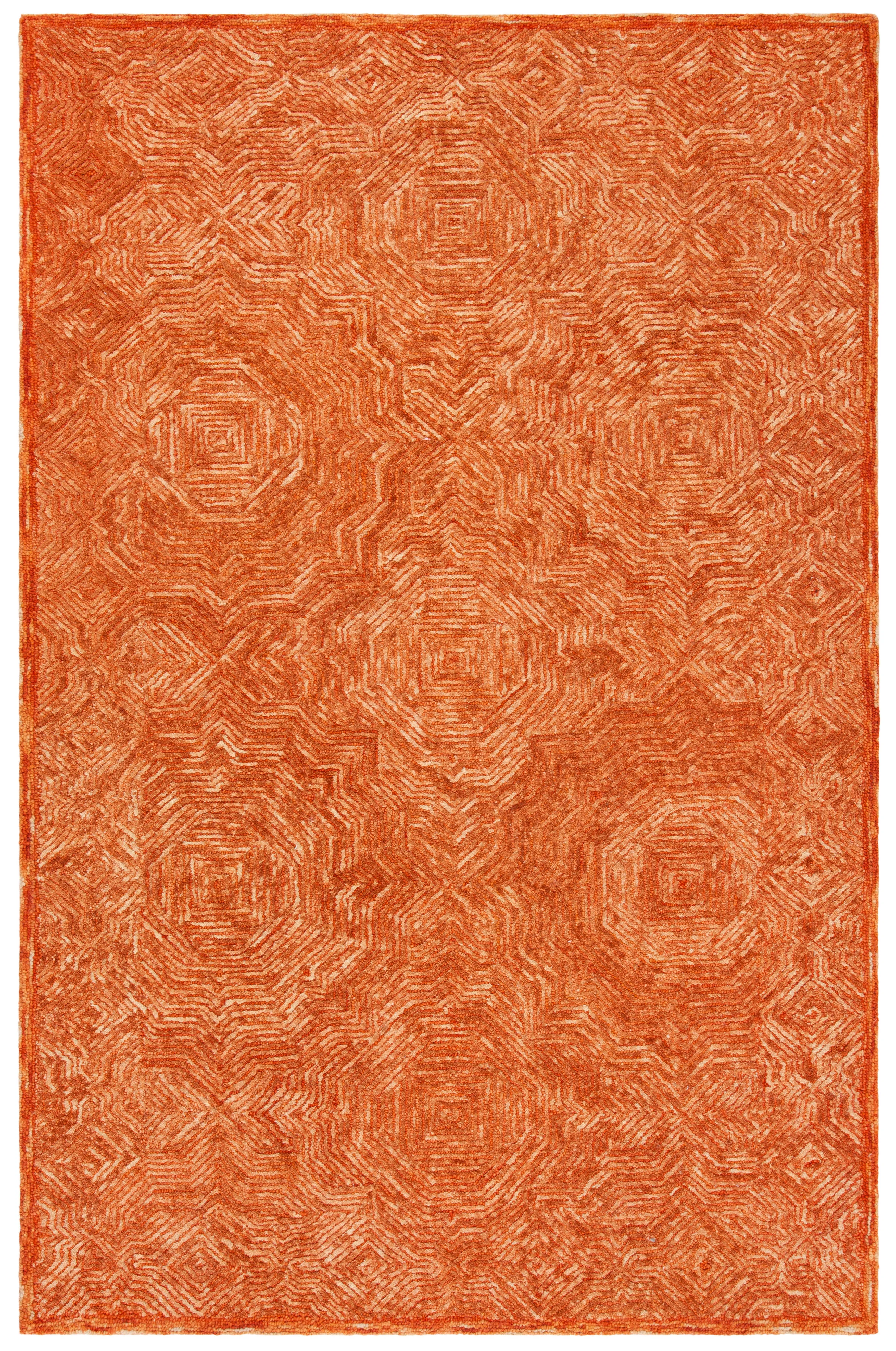 Safavieh Handmade Wool Area Rug - 6' x 9', Rust, Ikat Collection, Ideal for High Traffic Areas in Living Room, Bedroom