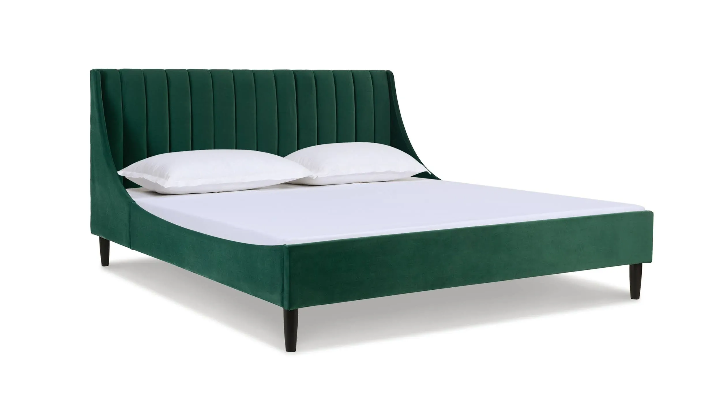 Aspen Vertical Tufted Headboard Platform Bed - Evergreen Velvet - California King