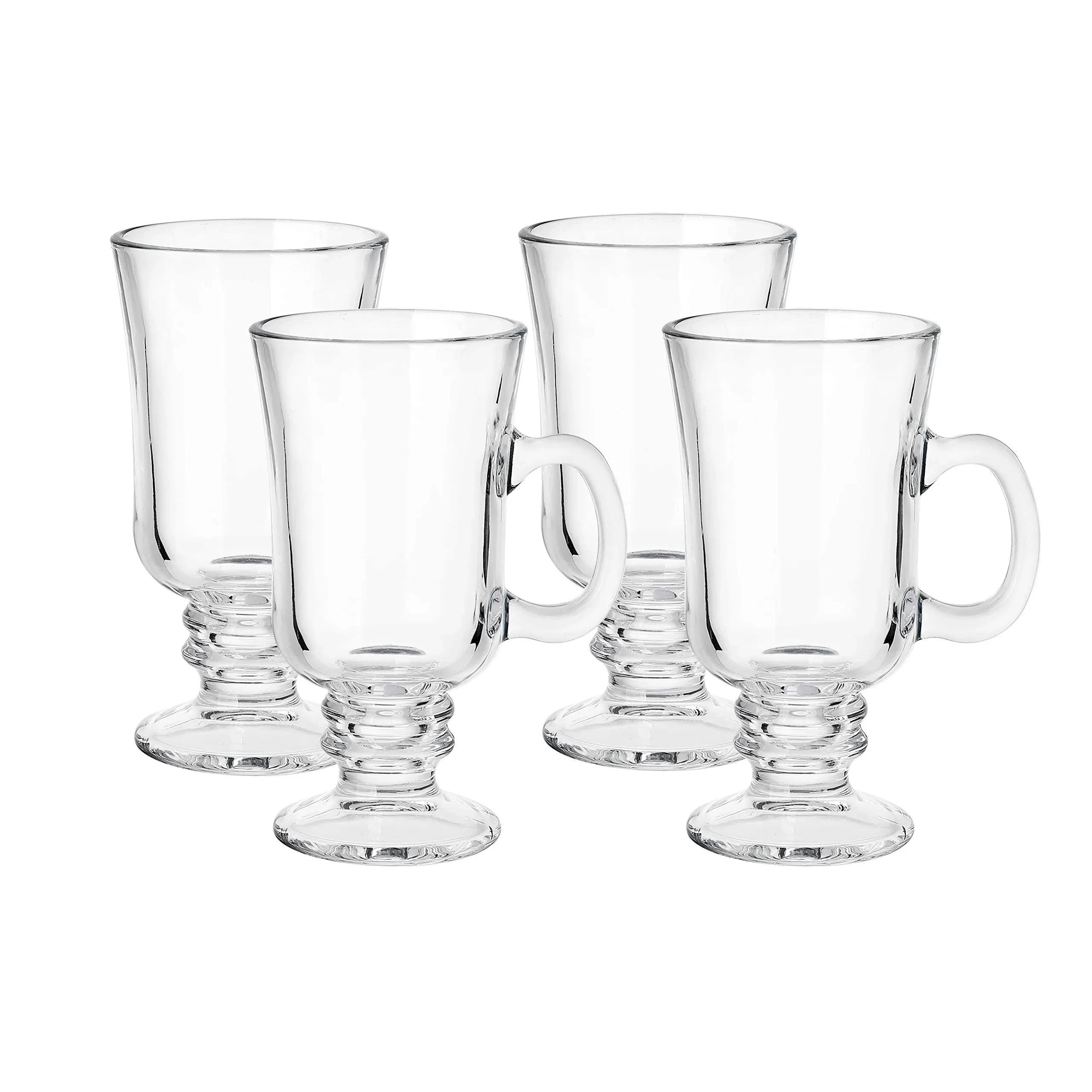 Irish Coffee Mugs Set of 4 Clear Glass 8oz Coffee Mugs for Drink