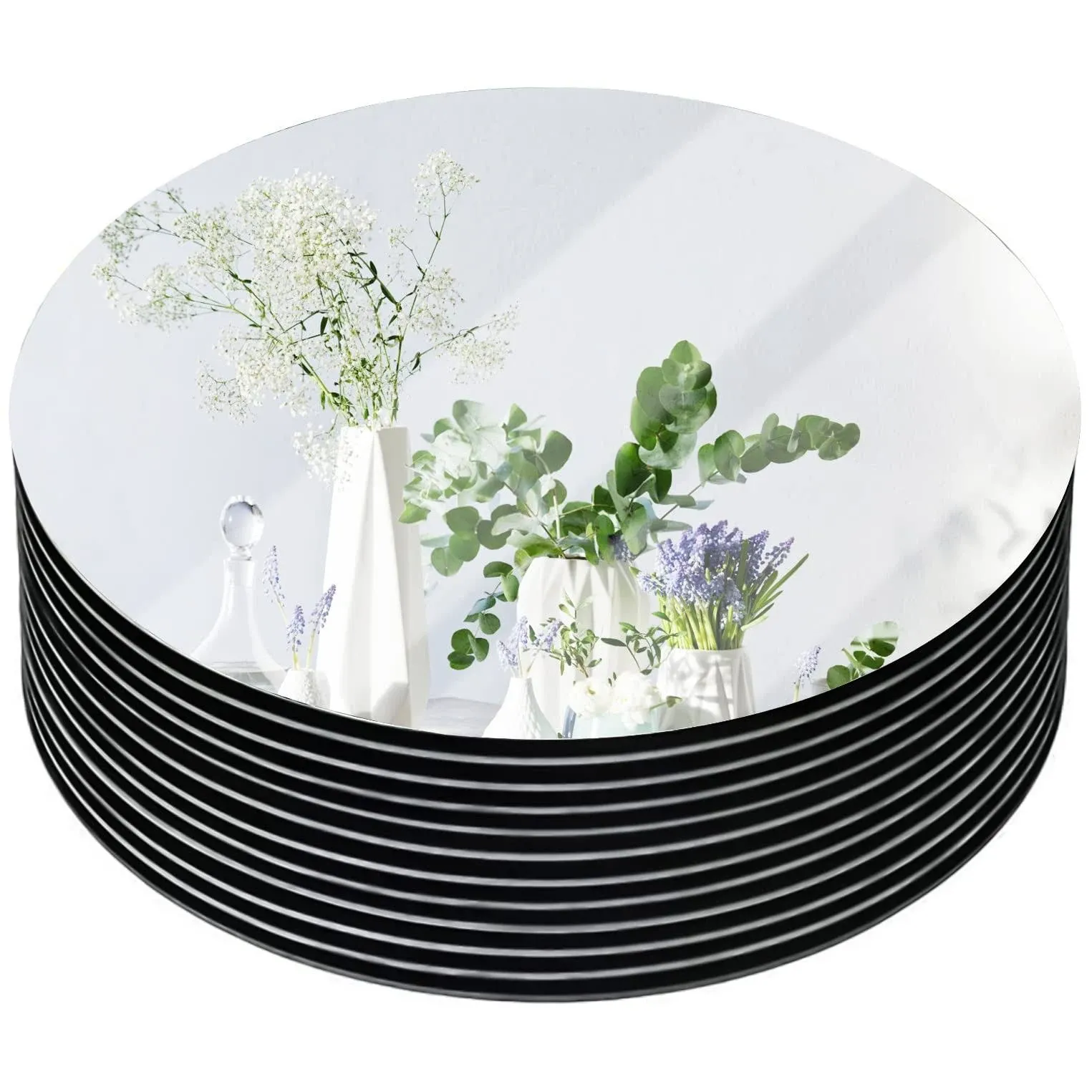 Coo-Drill 12" Round Mirrors for Centerpieces, Circle Mirror Centerpieces for ...