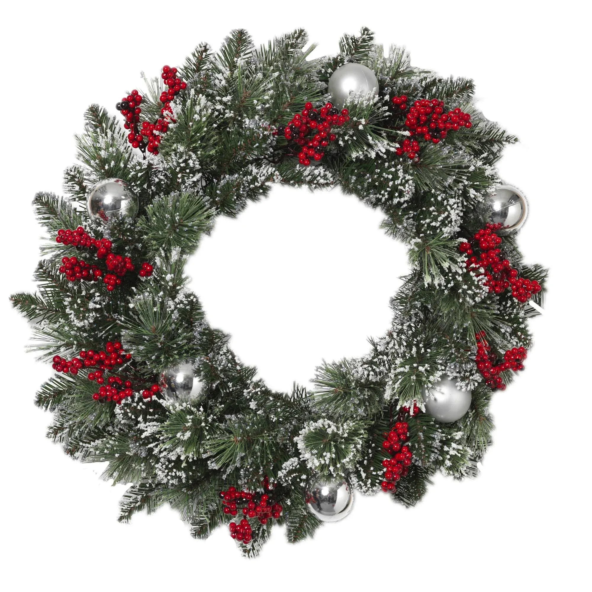 Gerson International 24" Mixed Snow and Glitter Pine Wreath