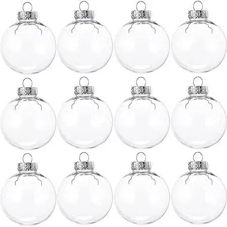 12 Pcs Clear Plastic Fillable Ornaments Balls, 2.36 inch DIY Plastic Fillable ...