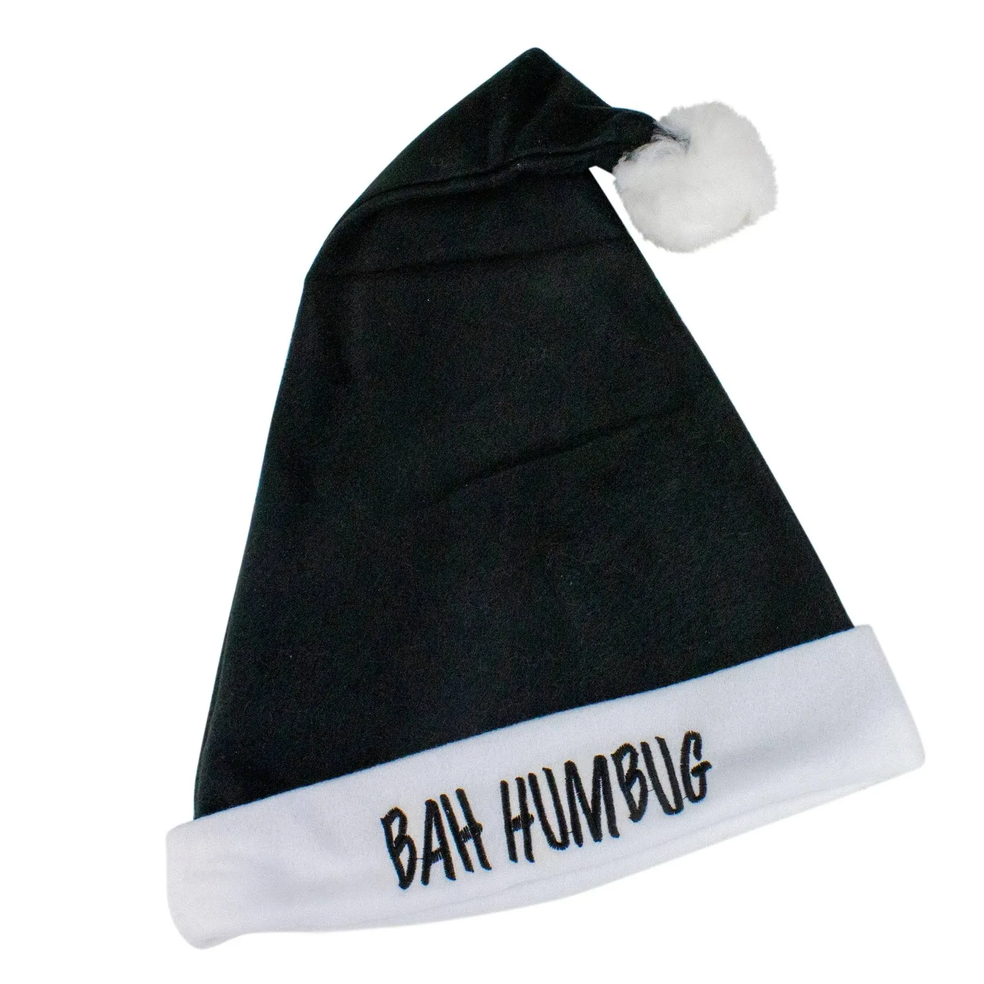 Black and White Bah Humbug Unisex Adult Christmas Santa Hat Costume Accessory - One Size