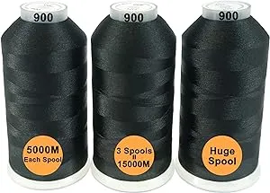 New brothreads - 40 Options- Various Assorted Color Packs of Polyester Embroidery Machine Thread Huge Spool 5000M for All Embroidery Machines -3xBlack