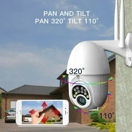 Wireless Security Camera System Outdoor 360-degree WiFi PTZ Camera 1080P Full HD 4x Optical Zoom Pan/Tilt/Zoom Night Vision White