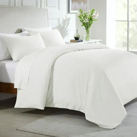 Everyday Soft Sateen Duvet Cover Set - King: 1 Duvet Cover Ivory 100% Sateen Cotton - 400 Thread Count