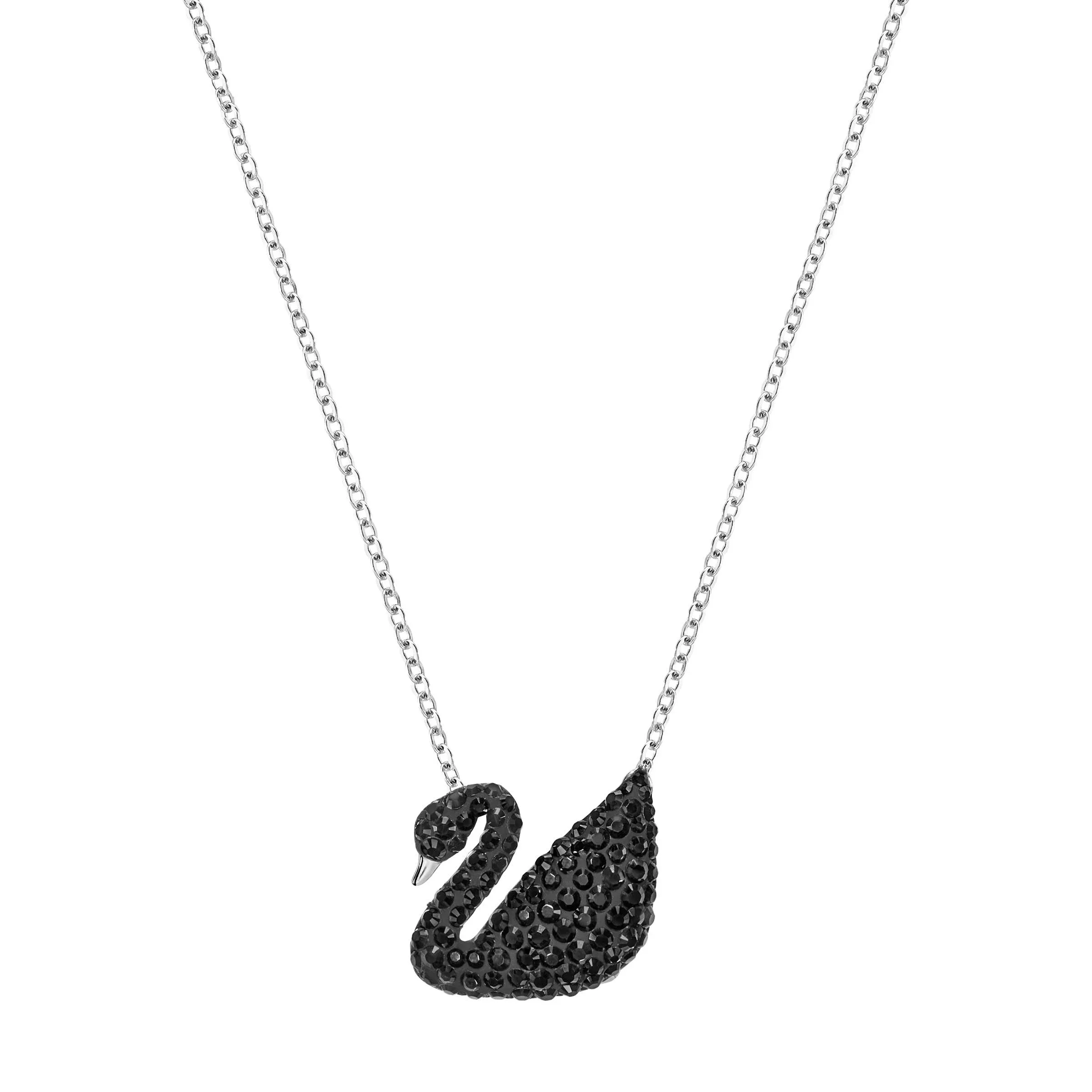 NIB Authentic Swarovski Silver Sparkle Crystal Iconic Swan Pendant Necklace