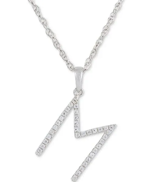 NIB Lux Collection Diamond Initial M Necklace Whitw Gold