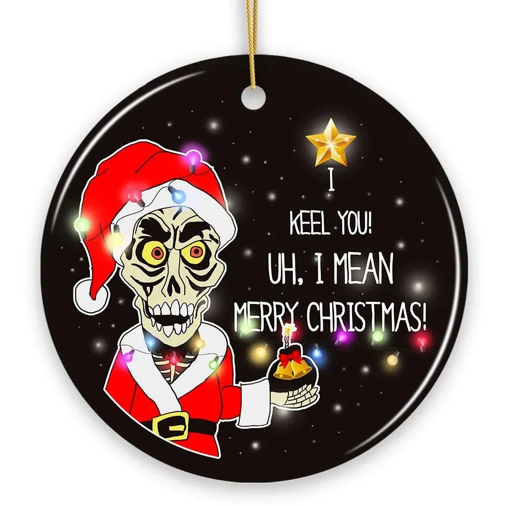 Hilarious Skeleton Bomber Christmas Ornament, Bomb for a Present Funny Comedy Gift