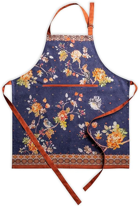 Maison d' Hermine Apron 100% Cotton 1 Piece Adjustable Neck Strap Apron with Center Pocket & Long Ties for Mothers Day Gifts