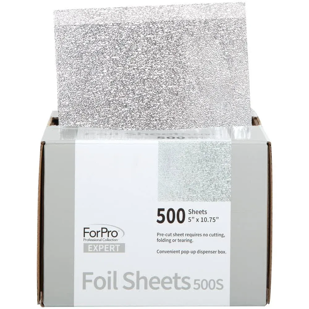 ForPro Professional Collection Expert Embossed Foil Sheets 500s, Aluminum Foil, Pop-Up Foil Dispenser, Hair Foils for Color Application and Highlighti