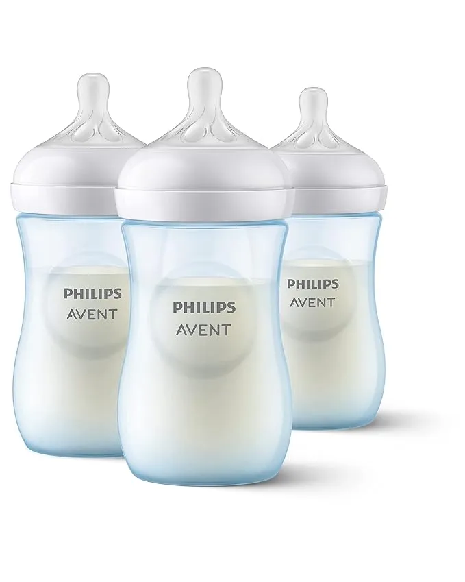 Philips AVENT Natural Baby Bottle with Natural Response Nipple, Blue, 9oz, 3pk, SCY903/23