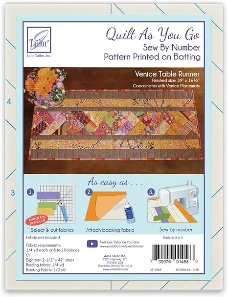 June Tailor Quilt As You Go Table Runner Quilt Pattern Venice