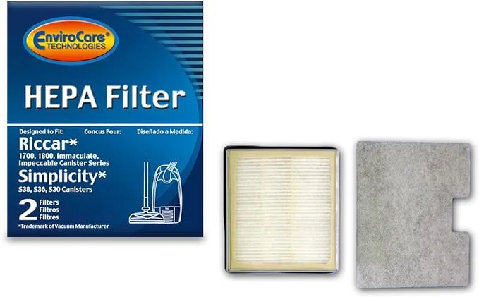 EnviroCare Premium Replacement Vacuum Cleaner HEPA Filter made to fit Riccar 1700 1800 Immaculate and Impeccable, Simplicity S Class Canisters