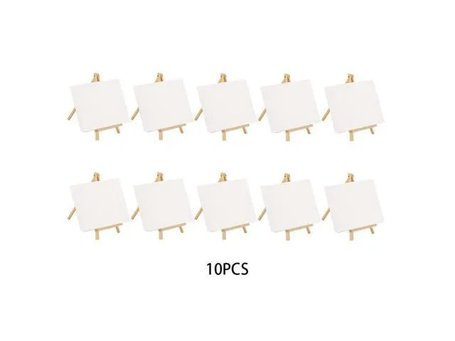 OIAGLH 10 Pack Painting Wooden Pre Stretched Easel Canvas Set For Oil Acrylic Primed Blank Professional Craft Kids Mini Art Table Top