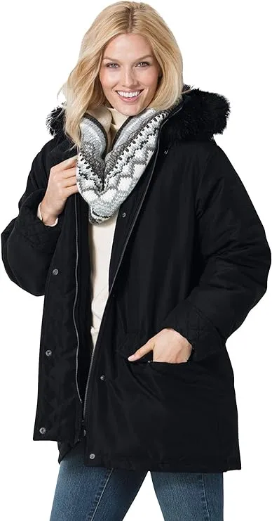 Woman Within Women's Plus Size Microfiber Down Parka