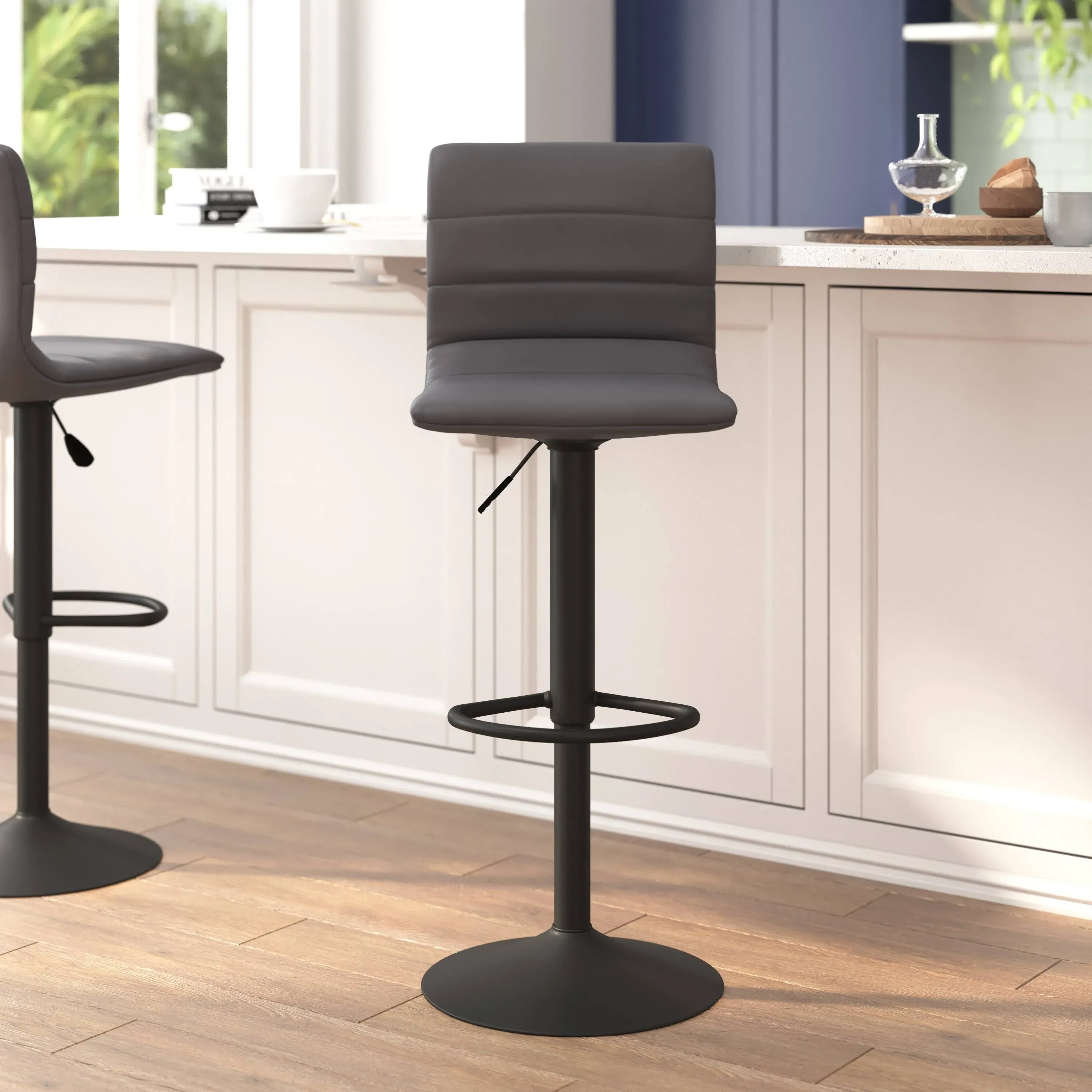 Flash Furniture Vincent Modern Vinyl Adjustable Bar Stool with Back